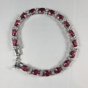 Sterling silver red stone tennis bracelet